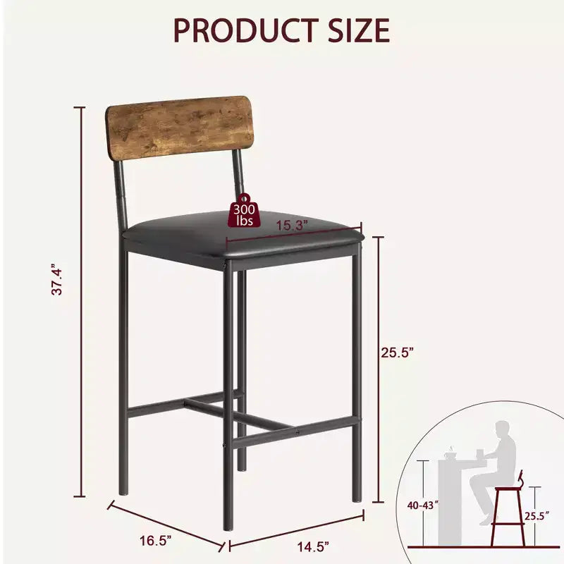 Bar Stools Set of 6, Kitchen Bar Stools with Footrest, Upholstered Bar Chairs with Back, Counter Height Barstools for Counter Bar, Easy Assembly