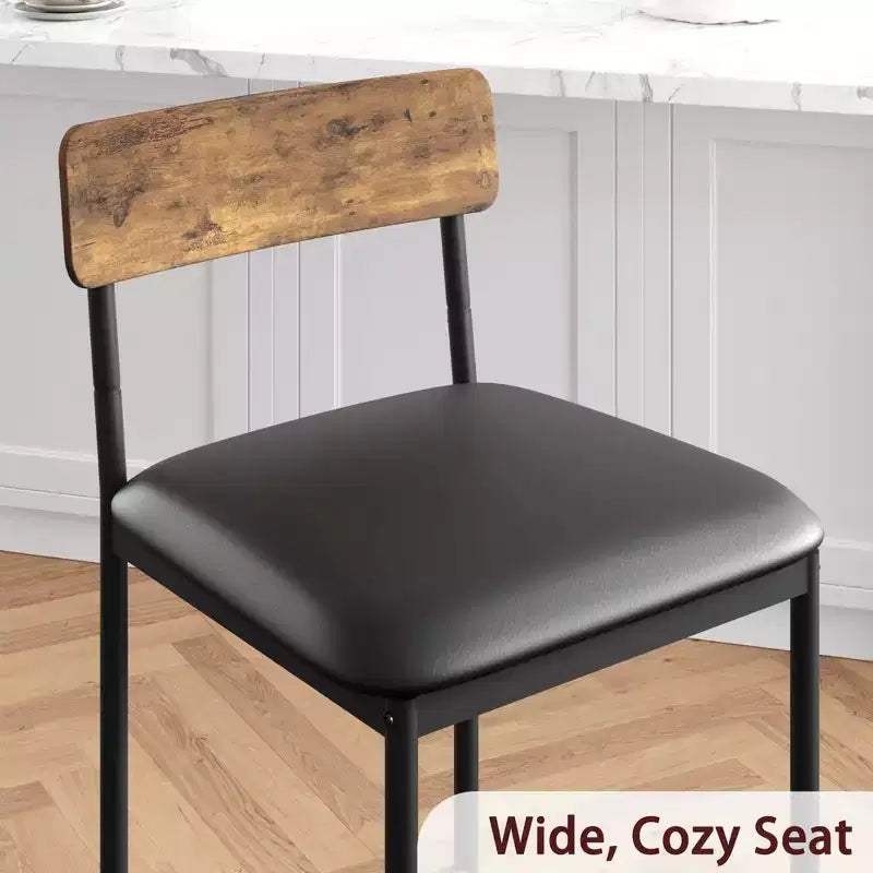 Bar Stools Set of 6, Kitchen Bar Stools with Footrest, Upholstered Bar Chairs with Back, Counter Height Barstools for Counter Bar, Easy Assembly