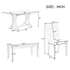 GDFStudio Thomas 6 Piece Farmhouse Dining Table Set with Upholstered Chairs and Bench