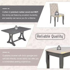 GDFStudio Thomas 6 Piece Farmhouse Dining Table Set with Upholstered Chairs and Bench