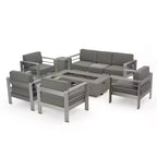 Christopher Knight Home Cape Coral Outdoor Aluminum 7 Seater Chat Set with Fire Pit