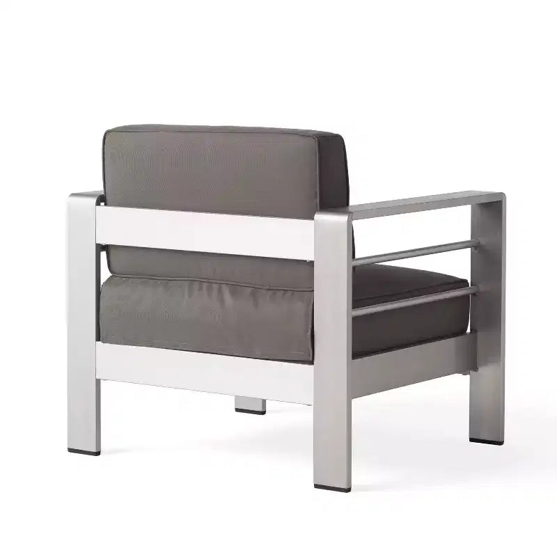 Christopher Knight Home Cape Coral Outdoor Aluminum 7 Seater Chat Set with Fire Pit