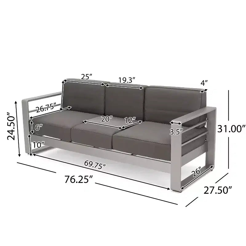 Christopher Knight Home Cape Coral Outdoor Aluminum 7 Seater Chat Set with Fire Pit