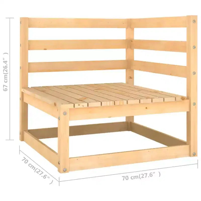 vidaXL Patio Lounge Set Outdoor Sofas with Cushions Solid Wood Pine - Natural With Cushion