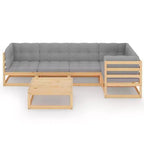 vidaXL Patio Lounge Set Outdoor Sofas with Cushions Solid Wood Pine - Natural With Cushion