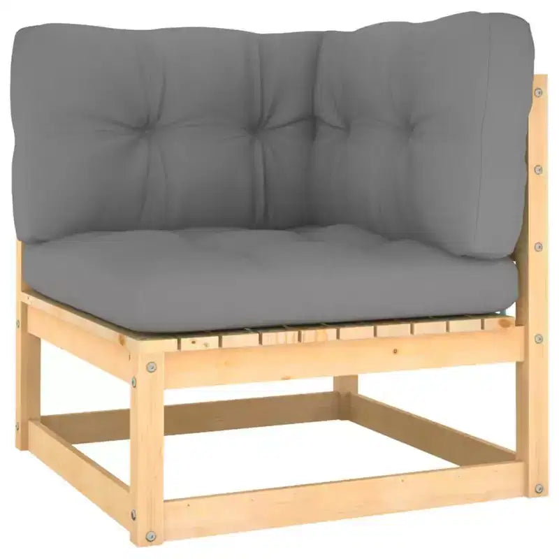 vidaXL Patio Lounge Set Outdoor Sofas with Cushions Solid Wood Pine - Natural With Cushion