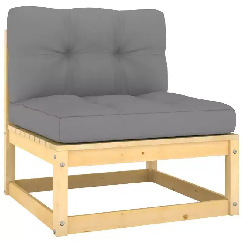 vidaXL Patio Lounge Set Outdoor Sofas with Cushions Solid Wood Pine - Natural With Cushion