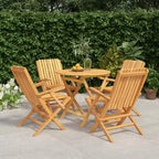 vidaXL Garden Dining Set Natural Teak Solid Teak Wood Regular Foldable