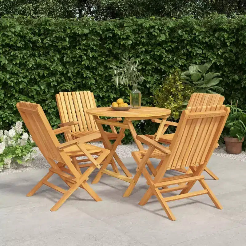 vidaXL Garden Dining Set Natural Teak Solid Teak Wood Regular Foldable