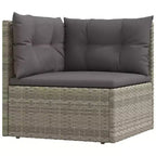vidaXL 10-Piece Gray Patio Furniture Set  Poly Rattan Loveseat, Sofa Modules & Footstools with Cushions for Garden, Deck or Outdoor Lounge
