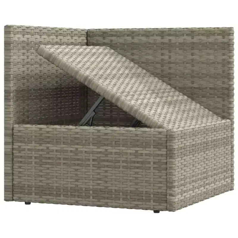 vidaXL 10-Piece Gray Patio Furniture Set  Poly Rattan Loveseat, Sofa Modules & Footstools with Cushions for Garden, Deck or Outdoor Lounge