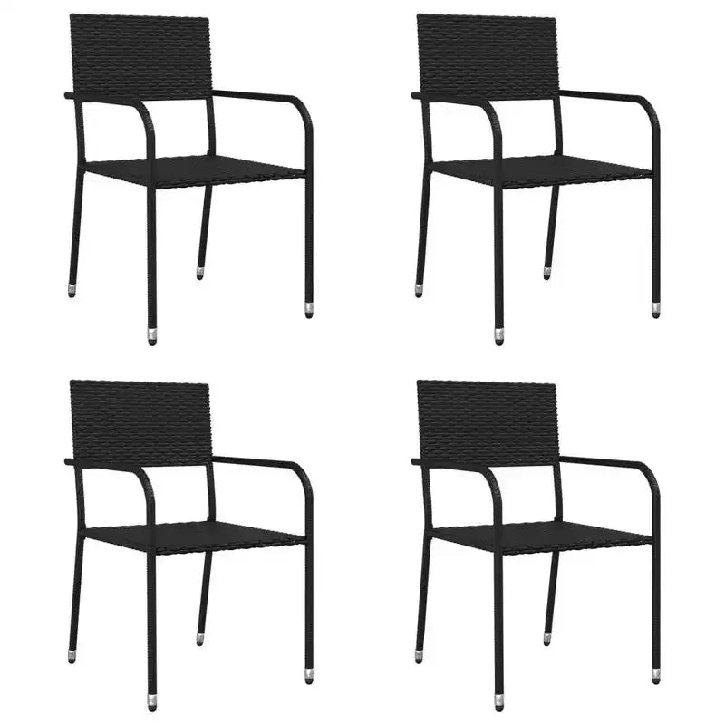 vidaXL zwarte tuinset van polyrotan en staal, standaard stapelbaar – tafel lengte 63, 4 items