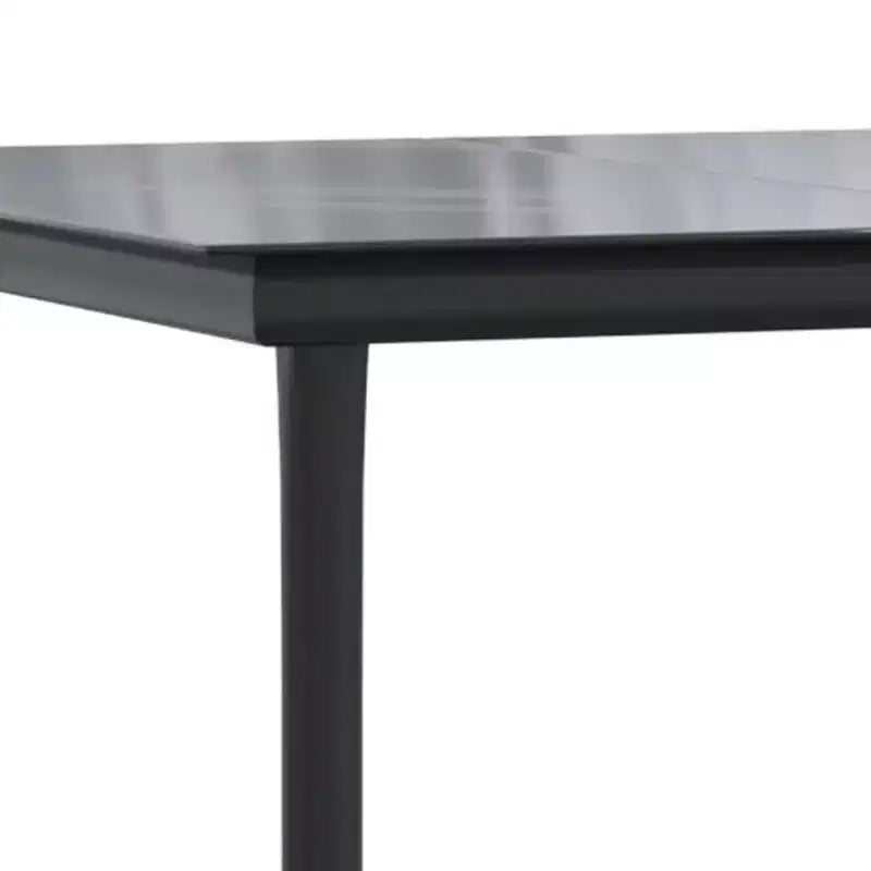 vidaXL tuin-eetset van grijze en zwarte poly-rattan, staal en gehard glas – tafelbladlengte 55.1, 4-delig