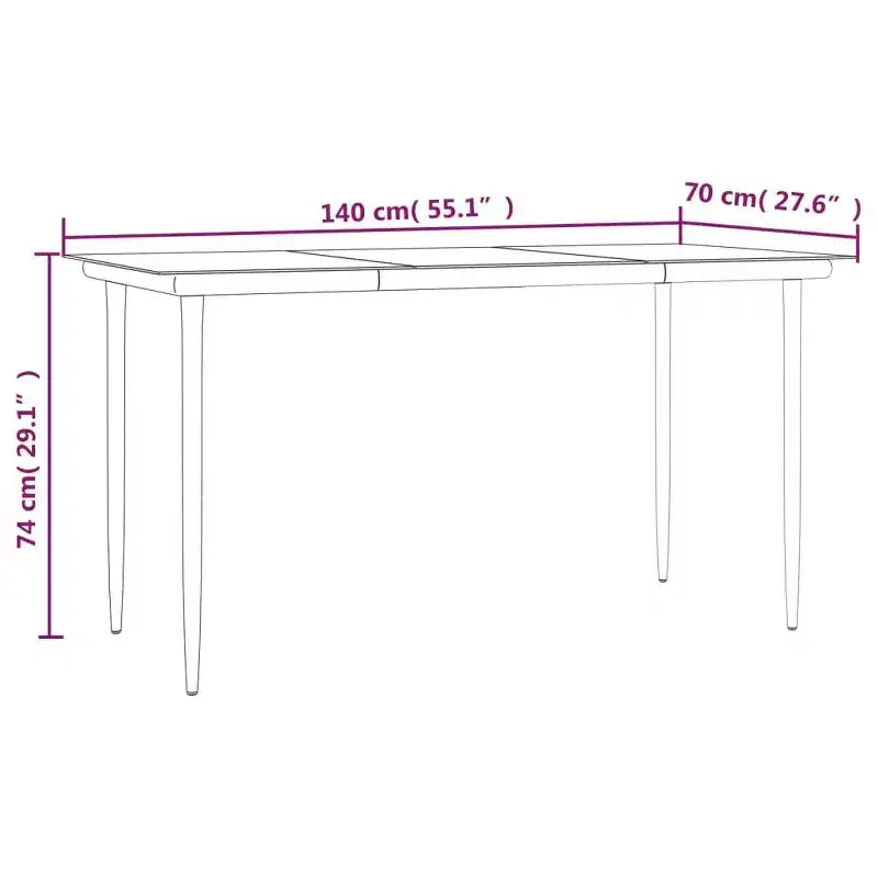 vidaXL tuin-eetset van grijze en zwarte poly-rattan, staal en gehard glas – tafelbladlengte 55.1, 4-delig