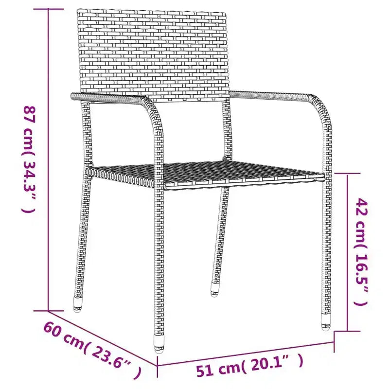 vidaXL tuin-eetset van grijze en zwarte poly-rattan, staal en gehard glas – tafelbladlengte 55.1, 4-delig