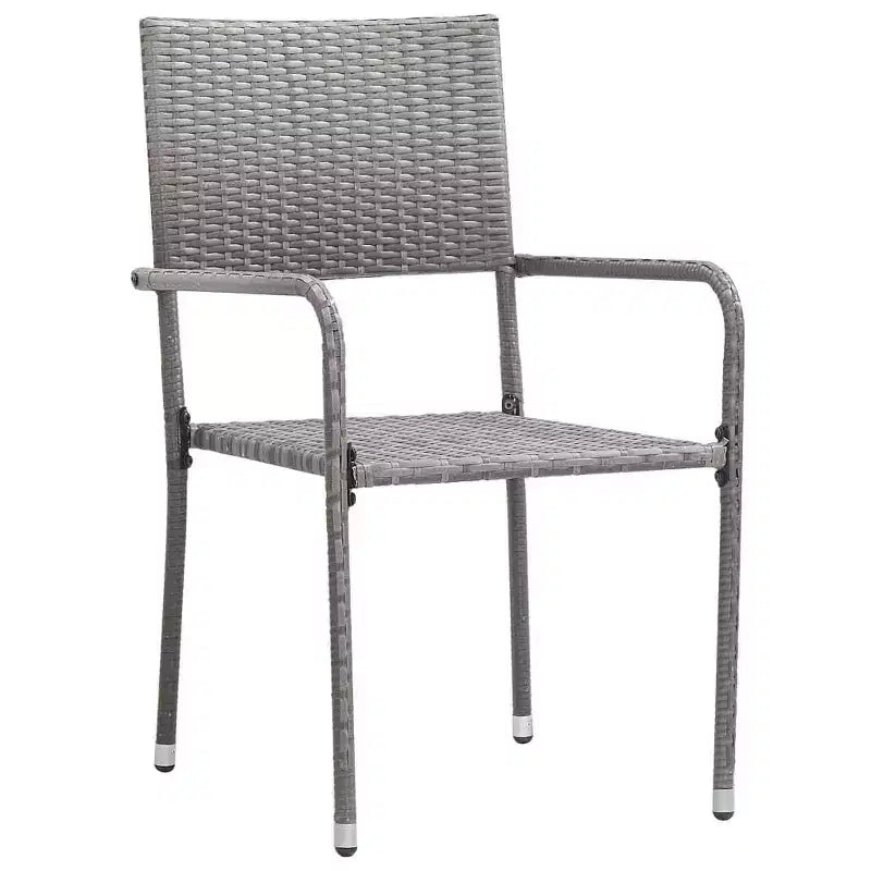vidaXL tuin-eetset van grijze en zwarte poly-rattan, staal en gehard glas – tafelbladlengte 55.1, 4-delig