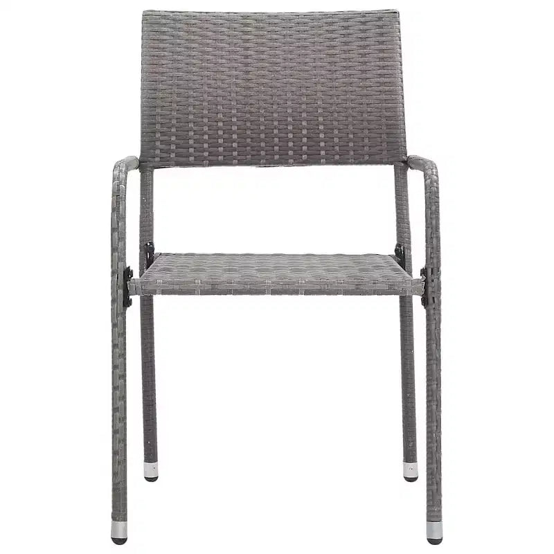 vidaXL tuin-eetset van grijze en zwarte poly-rattan, staal en gehard glas – tafelbladlengte 55.1, 4-delig