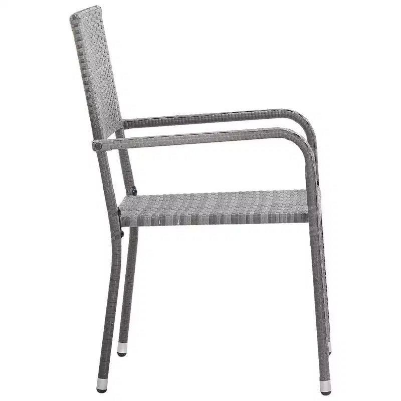 vidaXL tuin-eetset van grijze en zwarte poly-rattan, staal en gehard glas – tafelbladlengte 55.1, 4-delig