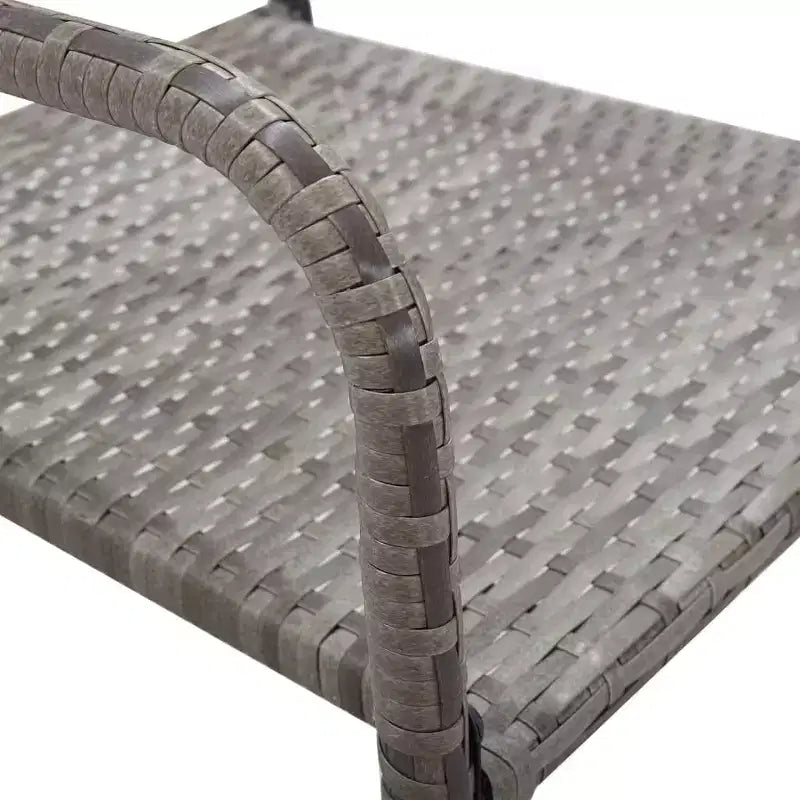 vidaXL tuin-eetset van grijze en zwarte poly-rattan, staal en gehard glas – tafelbladlengte 55.1, 4-delig