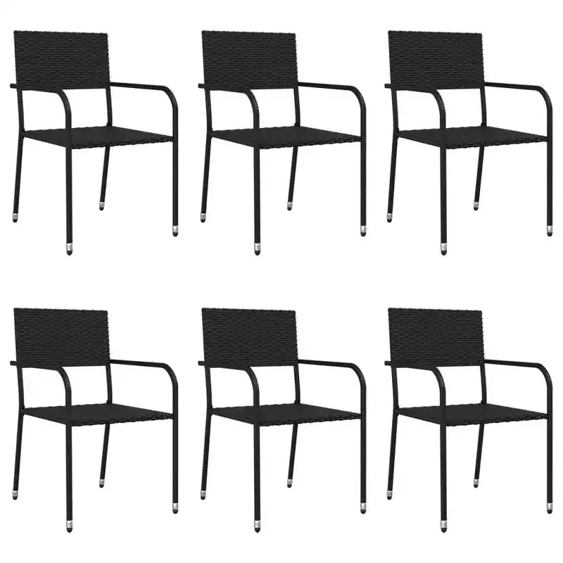 vidaXL Garden Dining Set Black Poly Rattan and Steel Standard Stacking - 55.1 Table Length 6 Piece