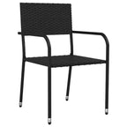 vidaXL Garden Dining Set Black Poly Rattan and Steel Standard Stacking - 55.1 Table Length 6 Piece