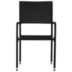 vidaXL Garden Dining Set Black Poly Rattan and Steel Standard Stacking - 55.1 Table Length 6 Piece
