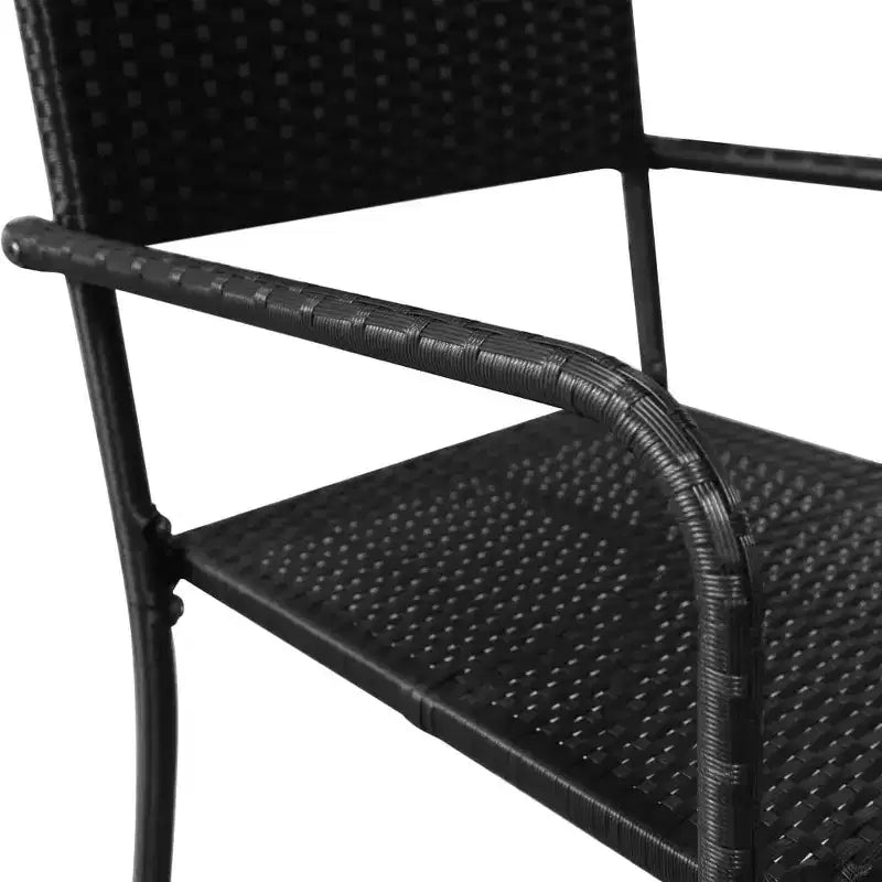 vidaXL Garden Dining Set Black Poly Rattan and Steel Standard Stacking - 55.1 Table Length 6 Piece