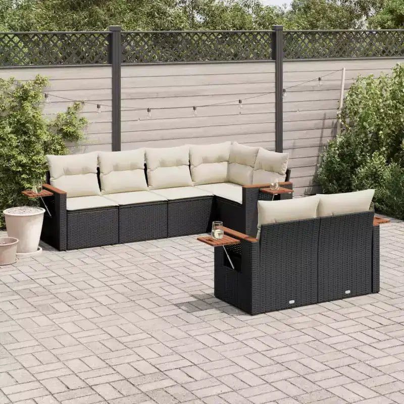 vidaXL grote, afneembare tuinbankset van zwart PE-rattan