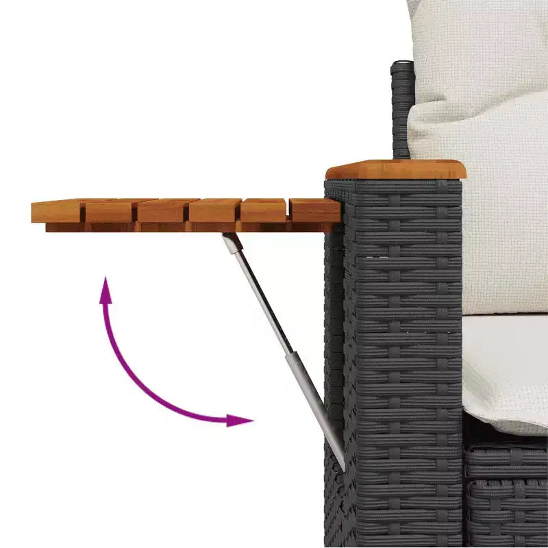 vidaXL grote, afneembare tuinbankset van zwart PE-rattan