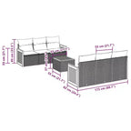 vidaXL Garden Sofa Set Black PE rattan 7 Piece Adjustable Feet