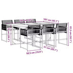 vidaXL Patio Dining Set with Cushions Outdoor Table and Chair Black Poly Rattan