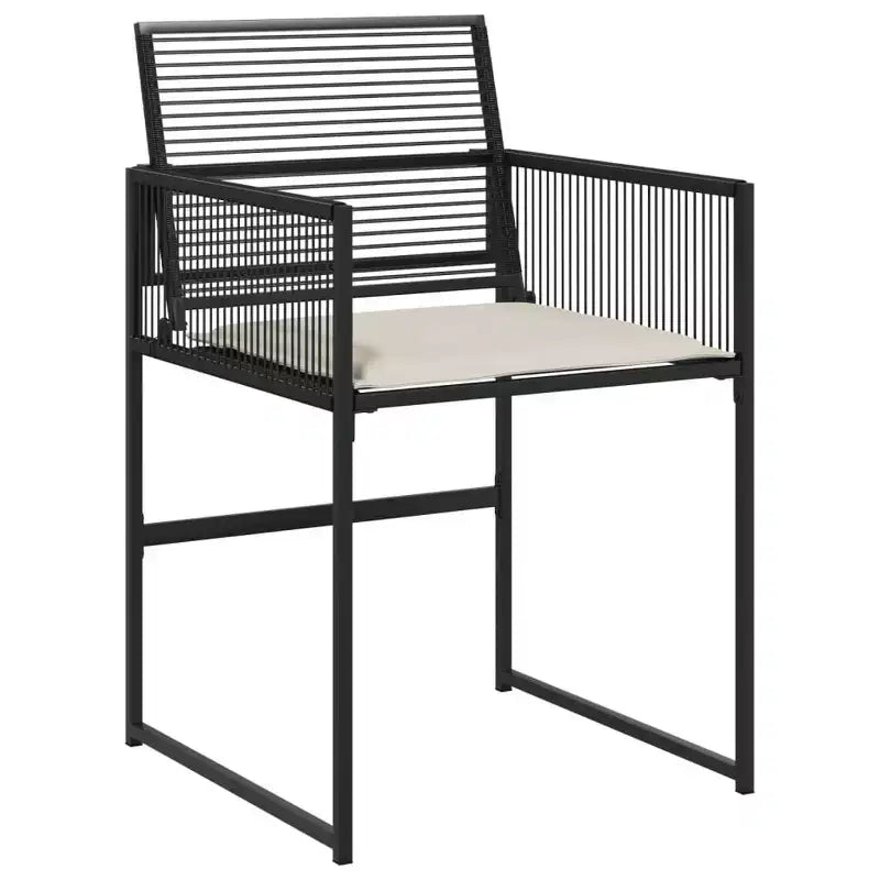 vidaXL Patio Dining Set with Cushions Outdoor Table and Chair Black Poly Rattan