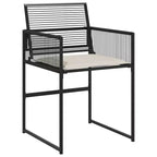 vidaXL Patio Dining Set with Cushions Outdoor Table and Chair Black Poly Rattan