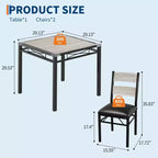 Dining Table Set for 2, Wood Kitchen Table with Upholstered Chairs, Sturdy Metal Legs, Thickened Steel Frames, w/Collision Angle