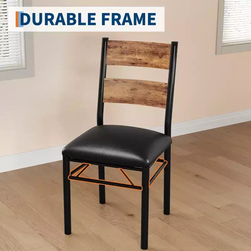 Dining Table Set for 2, Wood Kitchen Table with Upholstered Chairs, Sturdy Metal Legs, Thickened Steel Frames, w/Collision Angle