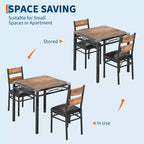 Dining Table Set for 2, Wood Kitchen Table with Upholstered Chairs, Sturdy Metal Legs, Thickened Steel Frames, w/Collision Angle