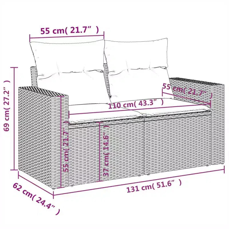 vidaXL Garden Sofa Set Gray