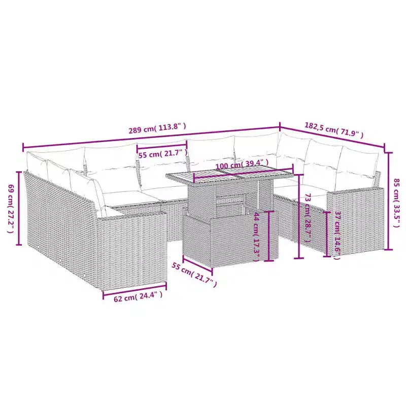 vidaXL Garden Sofa Set Gray