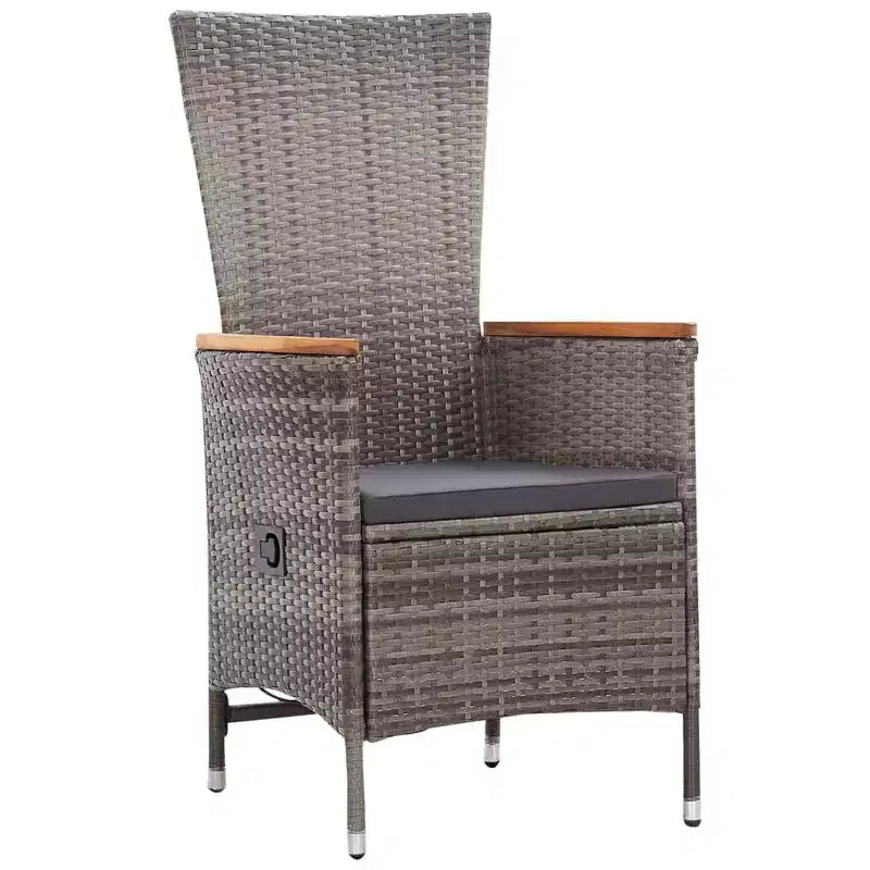 vidaXL - 9-delige terraseetset - grijs polyrotan met glazen tafel en kussens - tuinmeubelen voor buiten voor de tuin, achtertuin en het terras
