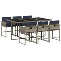 vidaXL Patio Dining Set Set of 6 Grey, Navy Blue, Black