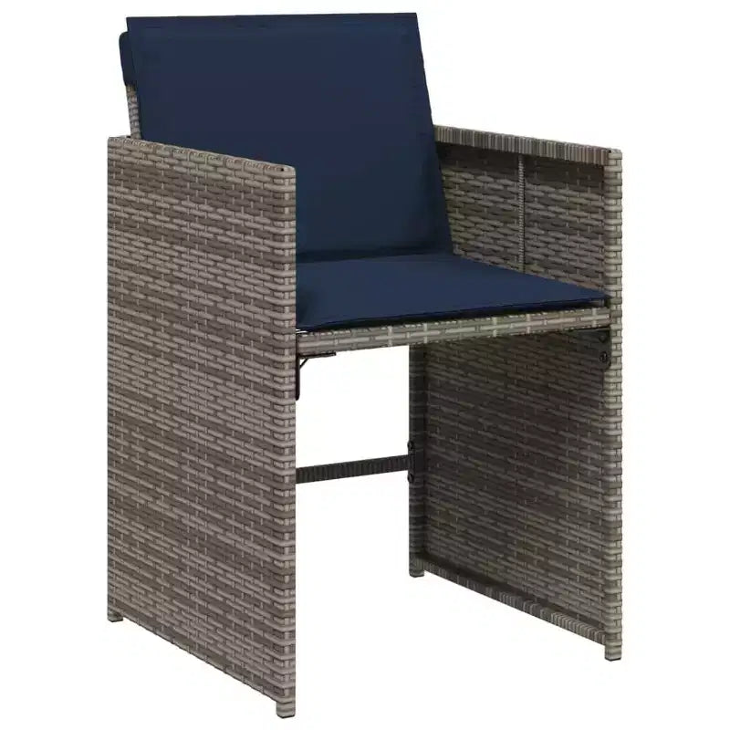 vidaXL Patio Dining Set Set of 6 Grey, Navy Blue, Black