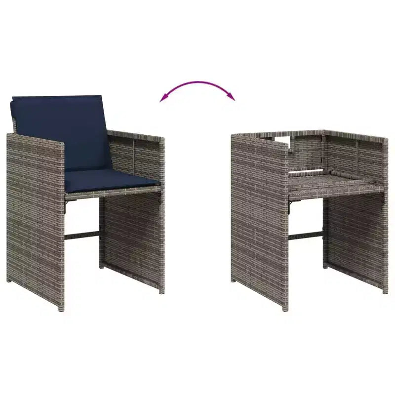 vidaXL Patio Dining Set Set of 6 Grey, Navy Blue, Black