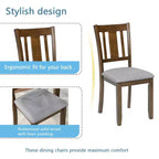 GDFStudio Kimura Rustic 5 Piece Acacia Wood Upholstered Dining Chairs with Square Dining Table