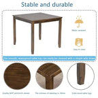 GDFStudio Kimura Rustic 5 Piece Acacia Wood Upholstered Dining Chairs with Square Dining Table