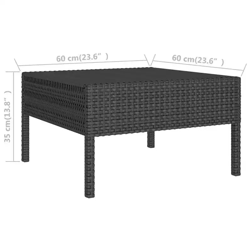 vidaXL Patio Lounge Set Outdoor Sectional Sofa Set with Table, Poly Rattan, Black