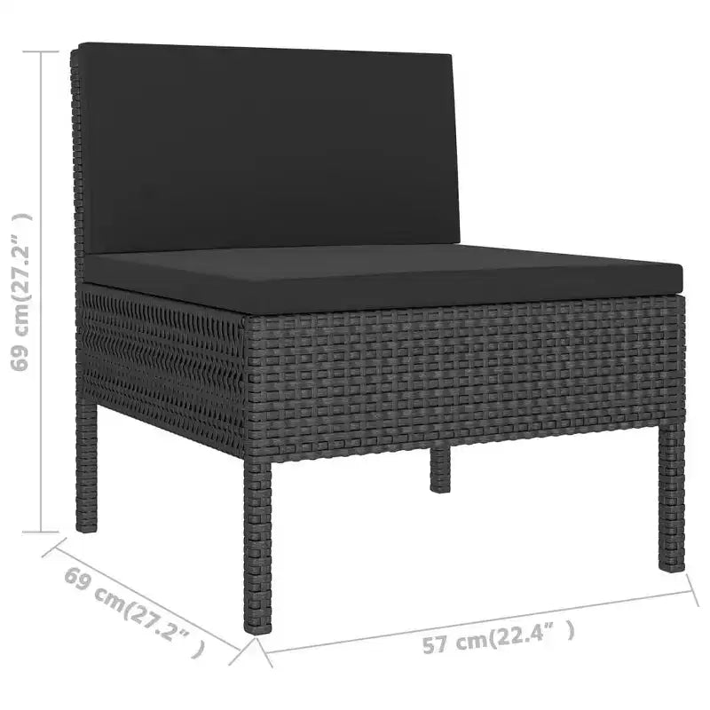vidaXL Patio Lounge Set Outdoor Sectional Sofa Set with Table, Poly Rattan, Black