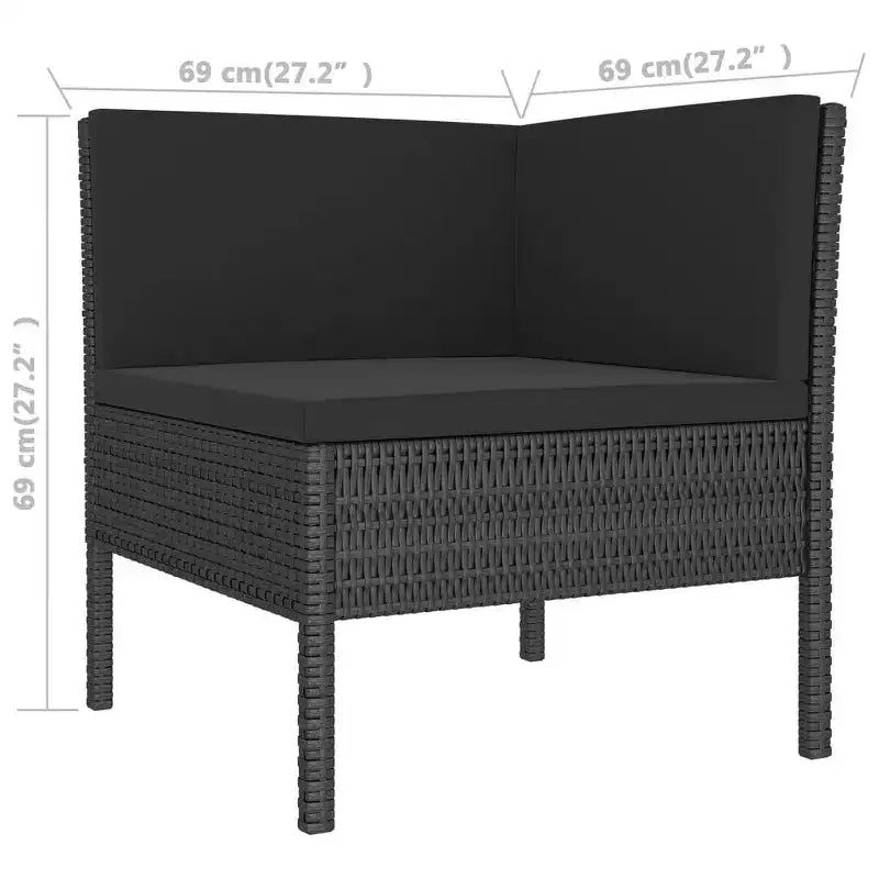 vidaXL Patio Lounge Set Outdoor Sectional Sofa Set with Table, Poly Rattan, Black