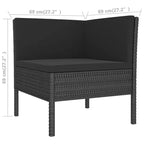 vidaXL Patio Lounge Set Outdoor Sectional Sofa Set with Table, Poly Rattan, Black