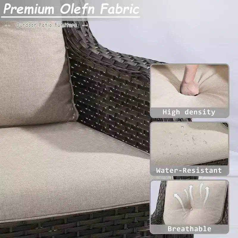 UPTIOT 5-Piece Wicker Patio Conversation Set Outdoor Lounge Chair
