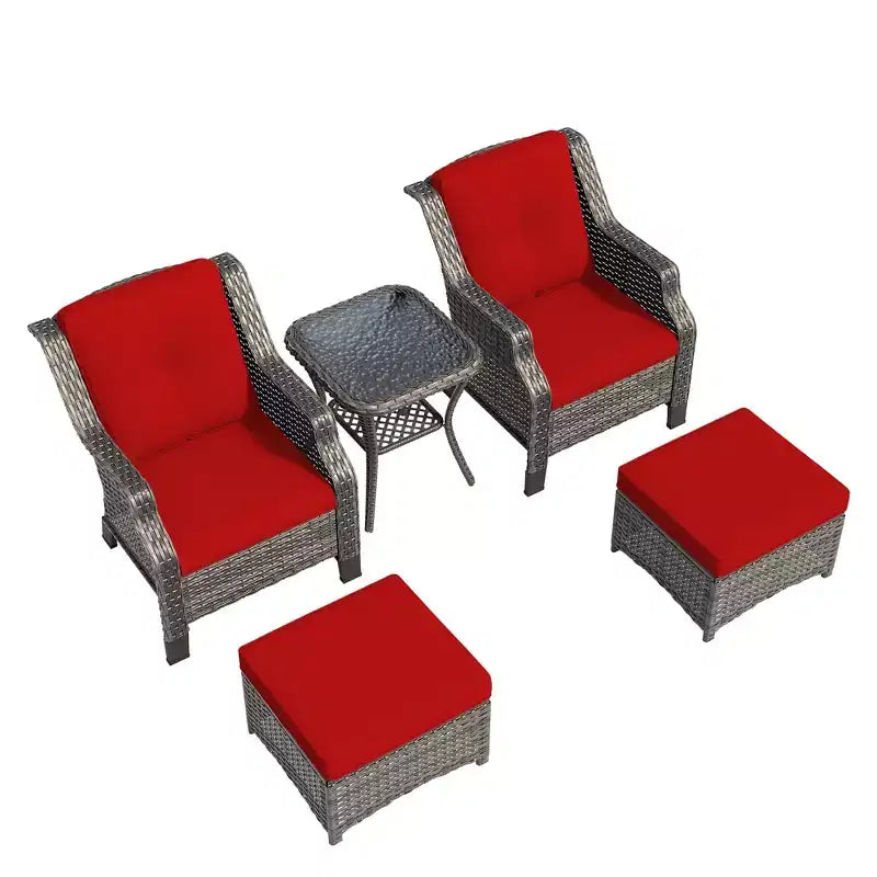 UPTIOT 5-Piece Wicker Patio Conversation Set Outdoor Lounge Chair
